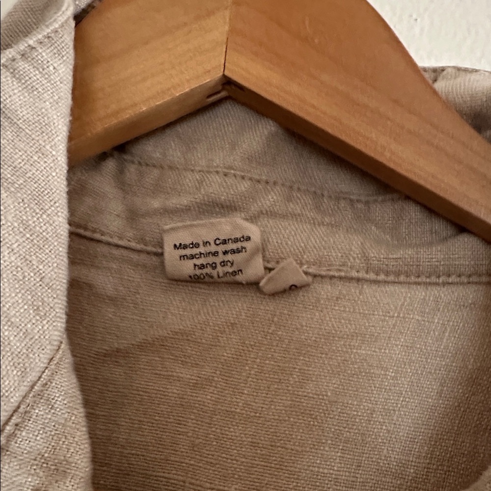 Shelter clothing linen button-down overdyed with tea size small - Picture 3 of 4